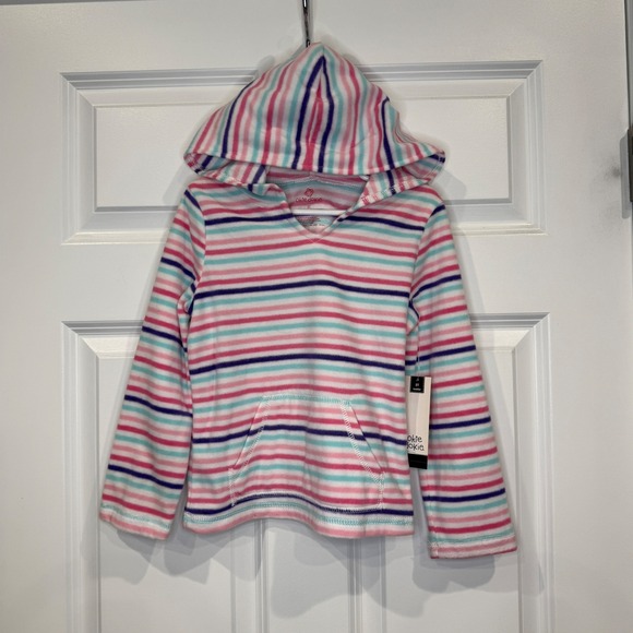 okie dokie Other - Okie Dokie Toddler Girls‎ Pink Purple Striped Fleece Hoodie Pullover Size 5T NWT